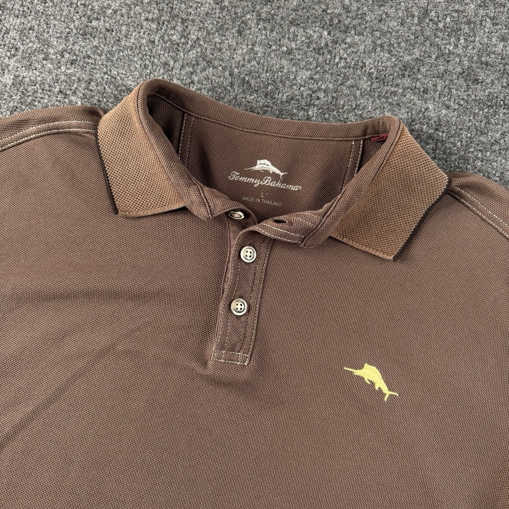 Tommy‎ Bahama Pima Cotton Blend Short Sleeve Polo shirt Brown Men's Size Large